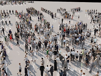 Many people have a bird's eye view of the combination of people and people 3d model