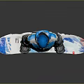 Man Wearing Blue And Gray Jacket With Blue Beanie And Gloves Standing On Snowboard