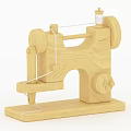 Handcrafted Wooden Sewing Machine Model With Spool Wheels And Base