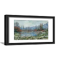 Serene Landscape Painting With River Grass Sky And Distant Trees Small Boat On Water