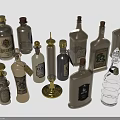 Vintage Decorative Glass Bottles With Various Sizes Shapes Designs And Labels