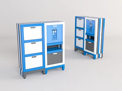 Modern Blue White Storage Cabinet With Drawers Doors And Home Organization 3d model