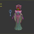 Detailed Mythical Woman In Blue Robe With Golden Halo And Orb Staff