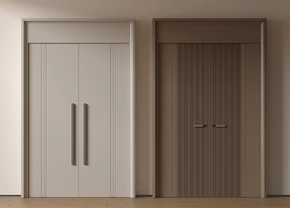 Modern double-door swing door entry door security door top-to-top opposite door 3d model