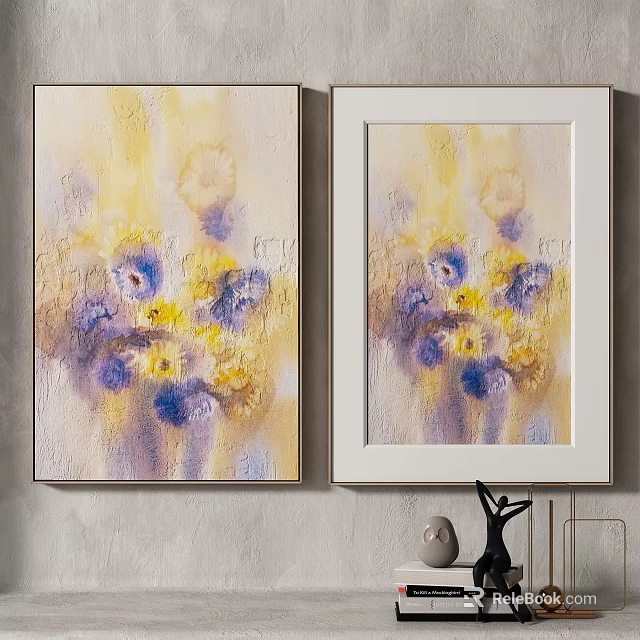 Yellow And Blue Flower Shaped Inflatable Decor Pieces With White Frames For Interior 3d model 