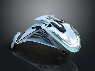 Futuristic Flying Vehicle With Sleek Aerodynamic Silver White Body Black Accents And Transparent Canopy 3d model