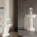 Elegant White Marble Fountain Sculpture With Multi Layer Structure And Water Flow Effect 3d model