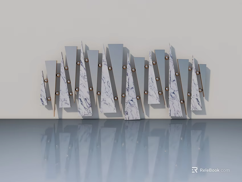 Elegant Modern Hinged Doors With Marble Texture And Metal Hinges In Row Design 3d model 
