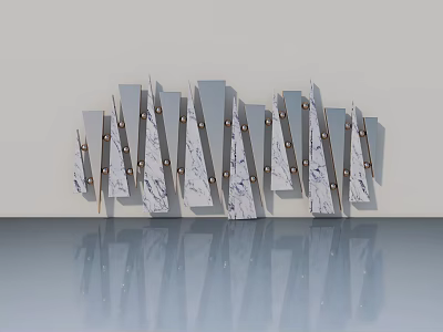 Elegant Modern Hinged Doors With Marble Texture And Metal Hinges In Row Design 3d model