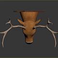 Realistic Deer Head Mount With Large Antlers And Orange Brown For Wall Decoration