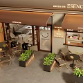 Esencia Coffee House Storefront Featuring Outdoor Seating Greenery And Open Sign