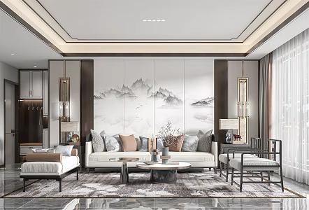 New Chinese Living Room 3d model