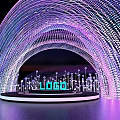 Illuminated Stage With LED Arch Structure Purple Blue Lighting And Circular Platform 3d model