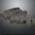 Curved Gray Stone Blocks Arrangement For Scenic Architectural Construction Elements
