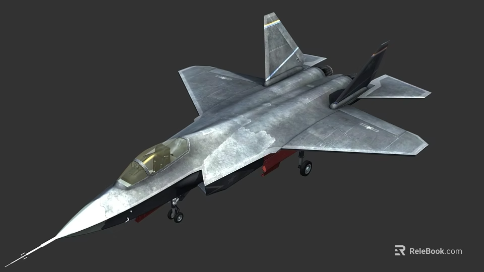 Modern Stealth Fighter Jet with Sleek Silver Gray Body Advanced Wings and Cockpit 3d model 