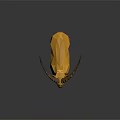 Low Poly Style Orange Goat With Long Horns Standing On Dark Background