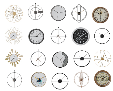 Modern Clock Wall Decoration Hanging Combination 3d model