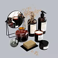 Elegant Bathroom Accessories With Mirror Vase Soap Dispenser Candle And Decorative Items
