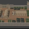 Military Camp Enclosure With Canvas Tents Green Containers And Watchtowers