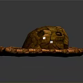 Decorative Stone Scene Component with Circular Base Raised Center Holes and Cracked Texture