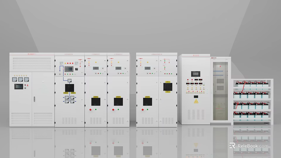 Industrial Electrical Control Panels with Digital Displays and Control Buttons 3d model 