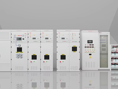 Industrial Electrical Control Panels with Digital Displays and Control Buttons 3d model