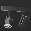 Modern Black Adjustable Double Head Downlights Spotlights With Sleek Metal Bar Bracket