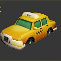 Yellow Taxi Toy With Taxi Sign On Roof Green Windows And Checkerboard Pattern