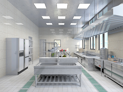 Modern Kitchen Hotel Kitchen 3d model