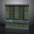 Green Electronic Equipment With Vertical Modules Gray Panel And Blue Indicator Lights 3d model