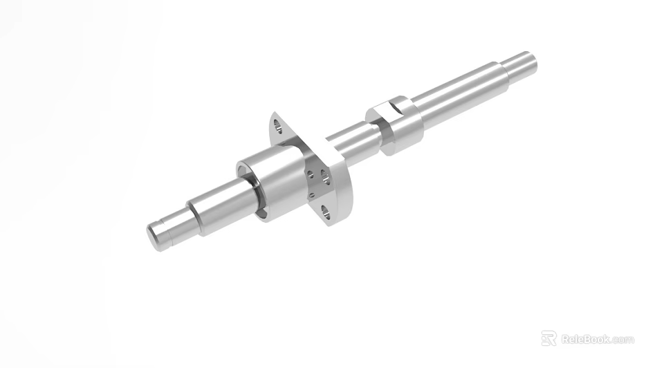 Precision Industrial Equipment Shaft Component With Flange Mounting And Cylindrical Metal Body 3d model 