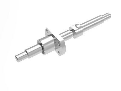 Precision Industrial Equipment Shaft Component With Flange Mounting And Cylindrical Metal Body 3d model