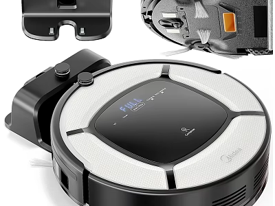 Smart Robot Vacuum Cleaner With Automatic Charging Dock Display Screen And Modern Design 3d model