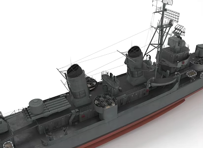 Fletcher-class destroyer warship ship 3d model