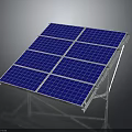 Blue Solar Panel With Metal Frame And Grid Design For Solar Energy System 3d model