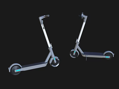 Two Modern Electric Sports Scooters With Gray Frame And White Handle For Outdoor Activities 3d model