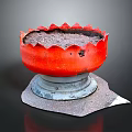 Charming Red Garden Decor Container With Petal Shaped Edge And Gray Base