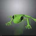 Green Frog With Large Black Eyes On Black Background