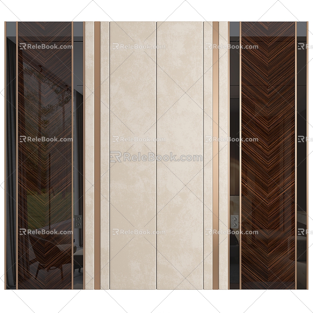 Wooden hard bag background wall wall panel decoration 3d model