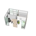 Modern Office Cubicle Layout With Workstations Green Chairs And White Partitions