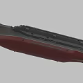 Detailed Aircraft Carrier Model With Gray Flight Deck And Red Hull Structures