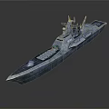 Advanced Warship Water Vehicle Featuring Modern Radar System And Metal Deck Structure