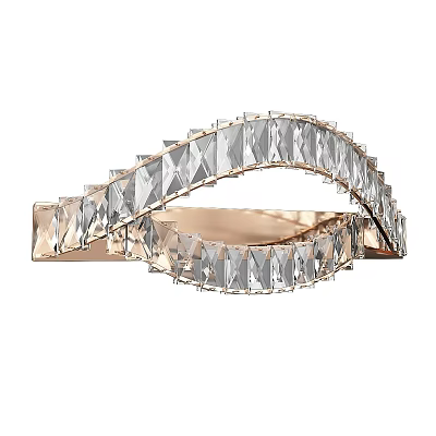 Elegant Curved Wall Light With Faceted Crystal Shades And Rose Gold Metal Frame 3d model