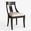 Classic Wooden Chair With Dark Frame And Light Colored Seat Cushion Design