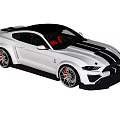 White Sports Car With Black Roof And Stripes Stylish Performance Design And Alloy Wheels