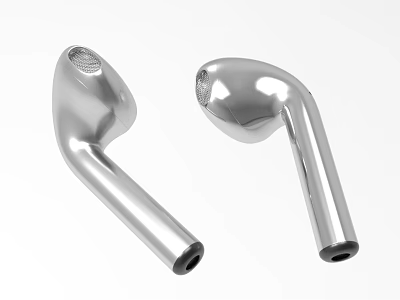 Silver Wireless Earbuds With Modern Sleek In Ear Design And Metallic Finish 3d model