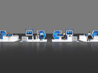 Modern Exhibition Booth Design With Digital Screens And Interactive Displays 3d model