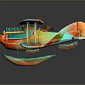 Colorful Biplane Passenger Aircraft With Floats
