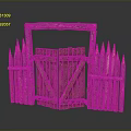 Rustic Wooden Gate With Fence And Torches In Outdoor Decorative Setting