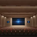 Spacious Conference Room With Large Main Screen Side Displays And Comfortable Seats 3d model